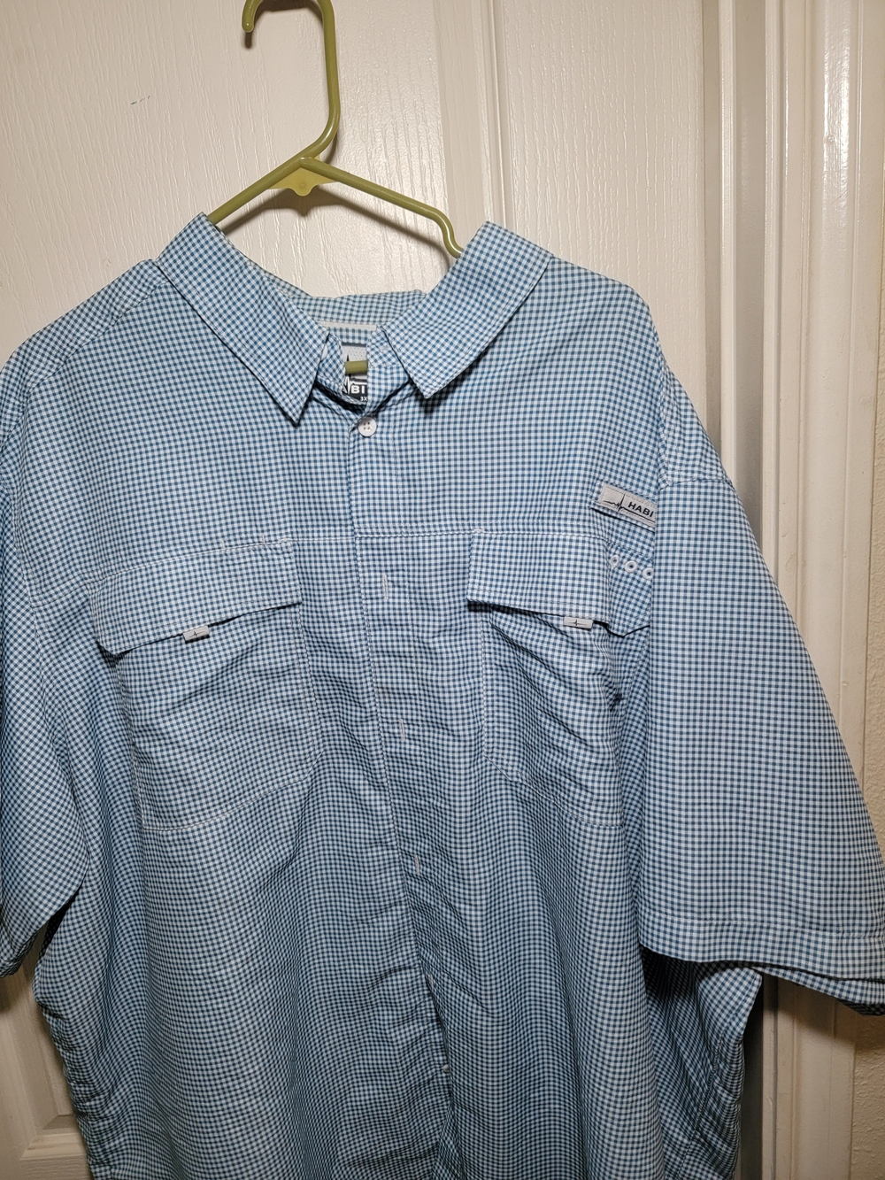 Habit Fishing Shirt Men's Blue Plaid Short Sleeve Vented Size 3XL